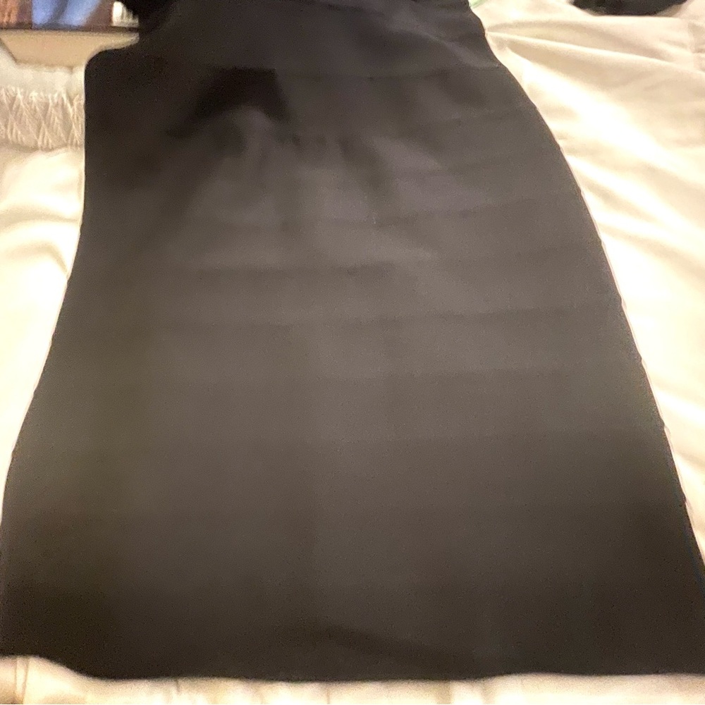 Herve Lager Black Bodycon V Neck Dress, Size Large - Picture 12 of 16